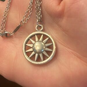 Authentic Tiffany&CO vintage sunburst wheel design double chain necklace